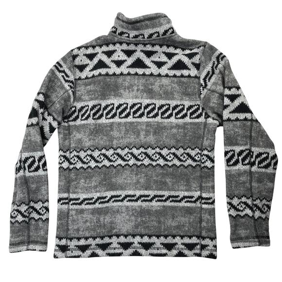 The North Face Men's Gray Aztec Tribal 1/4 Zip Fleece Pullover Sweater Top Sz S - Picture 2 of 5